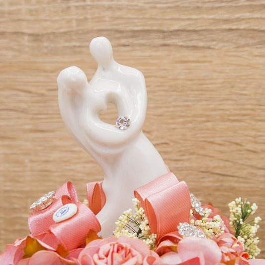 Sacchettone Floreale Rosa con Sposi e Sali Profumati La Vie en Rose