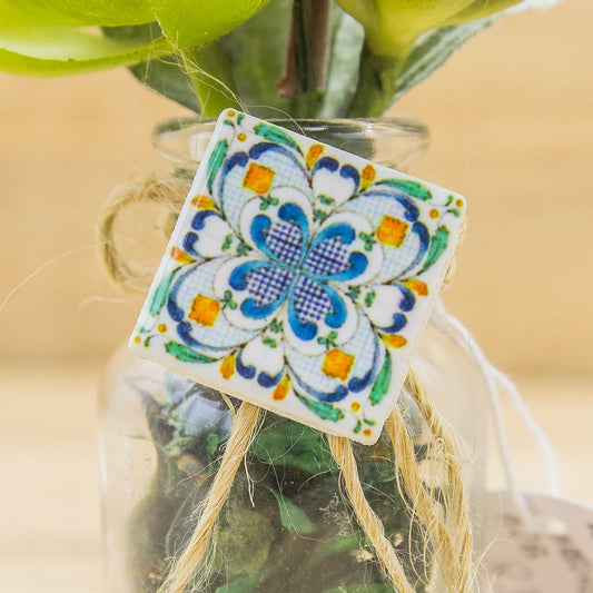 Porta Profumi, Mattoncino con Decori Stile Vietrese e Piantina