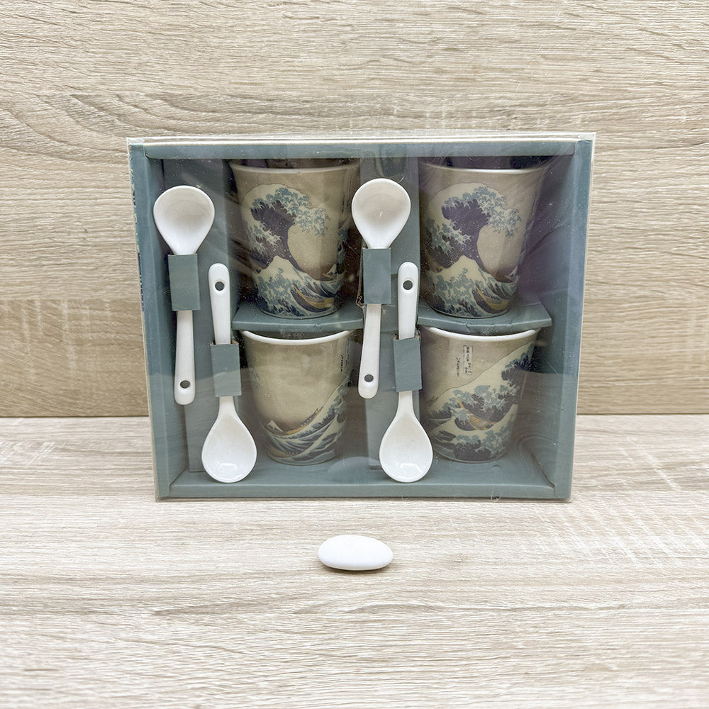 Set Tazzine "La grande onda di Kanagawa" di Hokusai Enesco