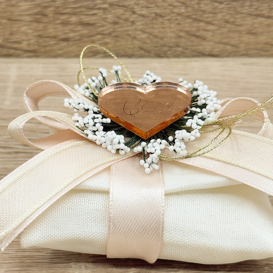 Sacchetto Pochetta Con Cuore Plex Orchidea Bomboniere