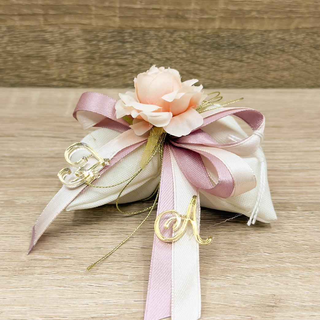 Sacchetto Centrino Con Fiore In Capodimonte Orchidea Bomboniere