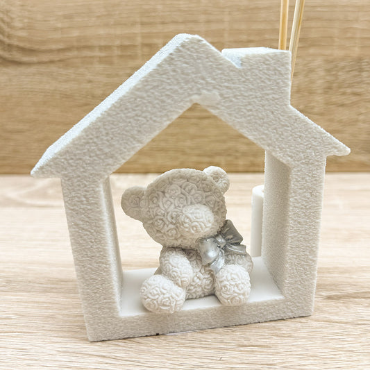 Profumatore Casetta con Orsetto Argento Orchidea