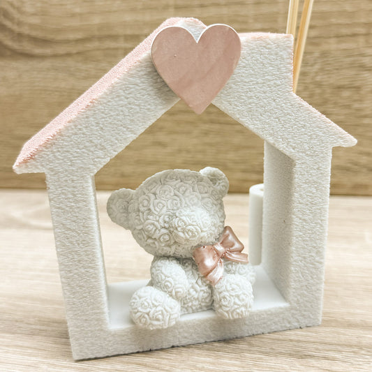 Profumatore Casetta con Orsetto Rosa Orchidea