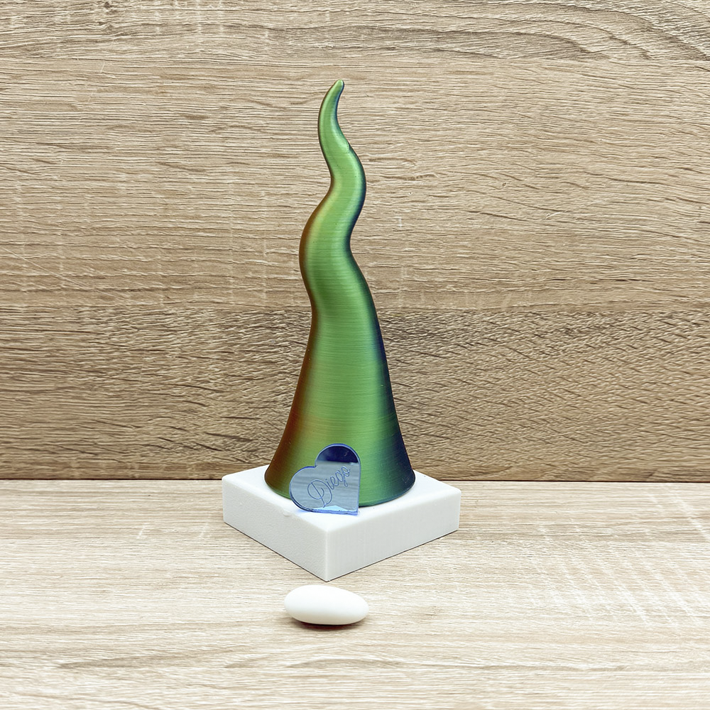 Corno Multicolor Verde con Cuore Orchidea