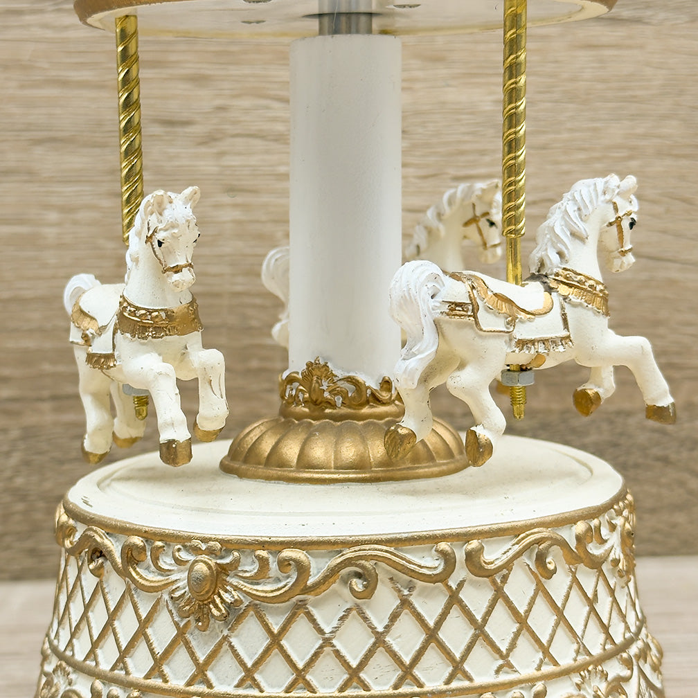 Carillon Giostra Con Cavalli Bianco Mandorle by Paben
