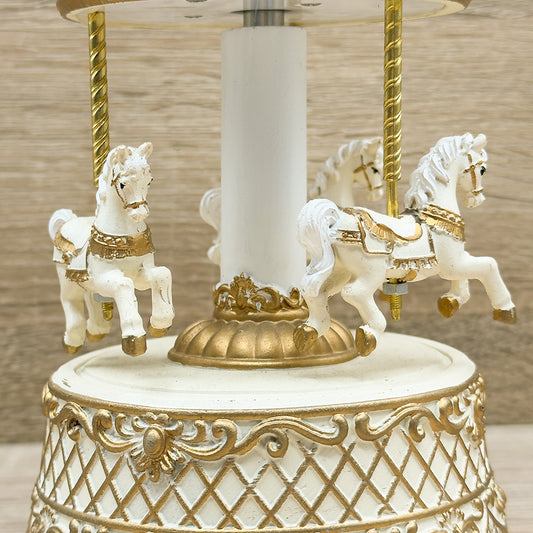 Carillon Giostra Con Cavalli Bianco Mandorle by Paben