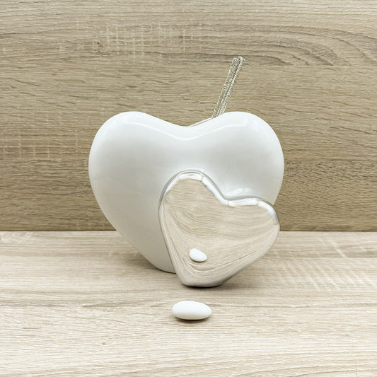 Profumatore Doppio Cuore Bianco e Argento Claraluna