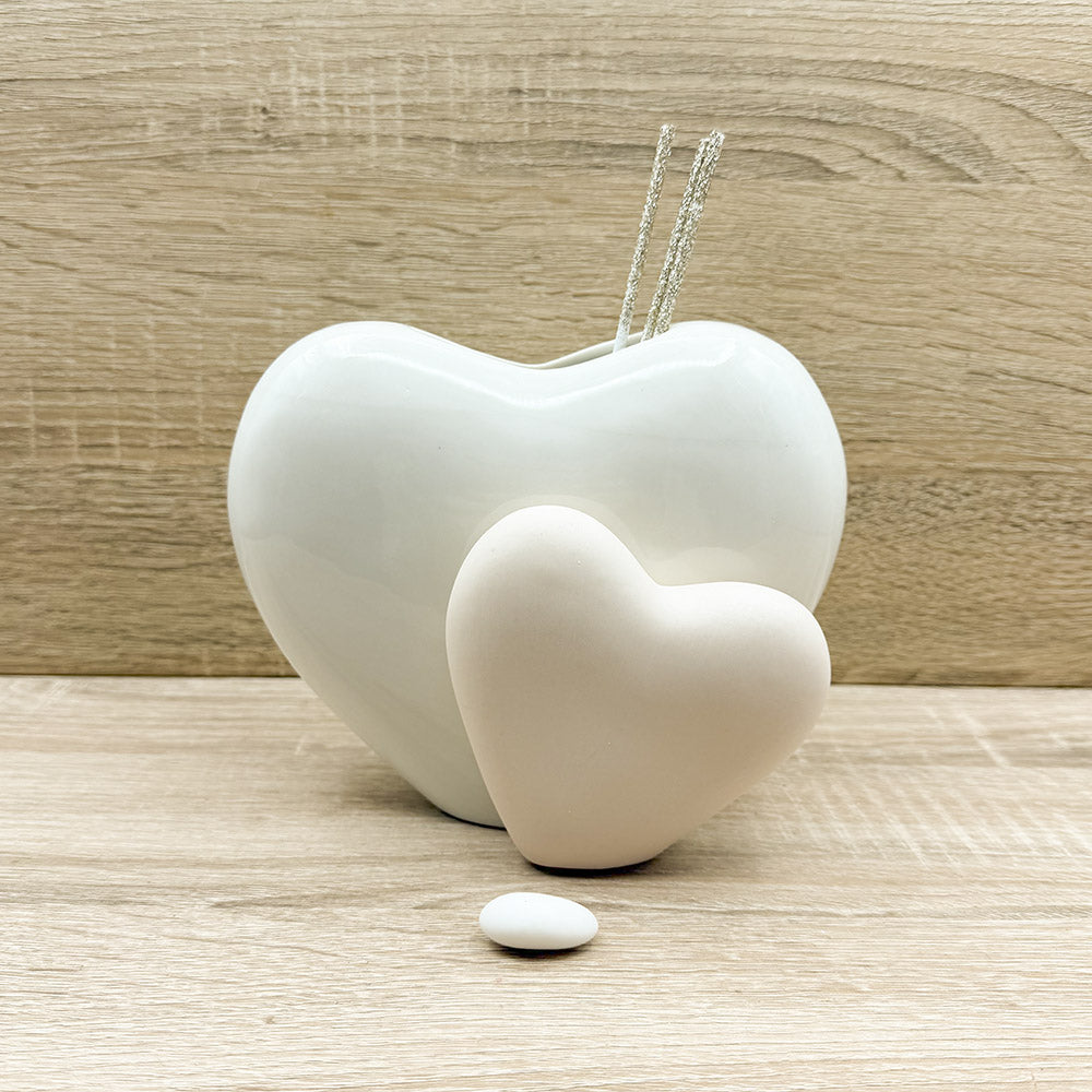 Profumatore Doppio Cuore Bianco e Tortora Claraluna