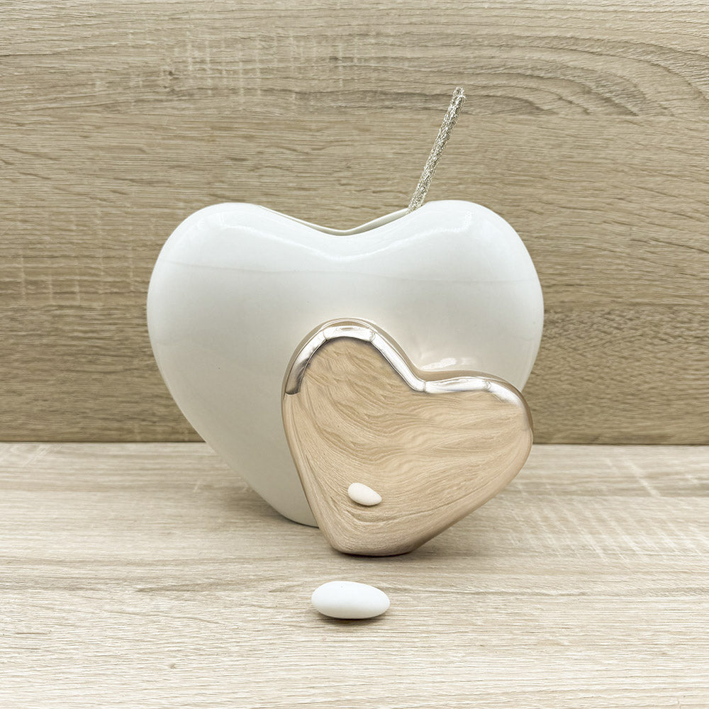 Profumatore Doppio Cuore Bianco e Oro Rosa Claraluna