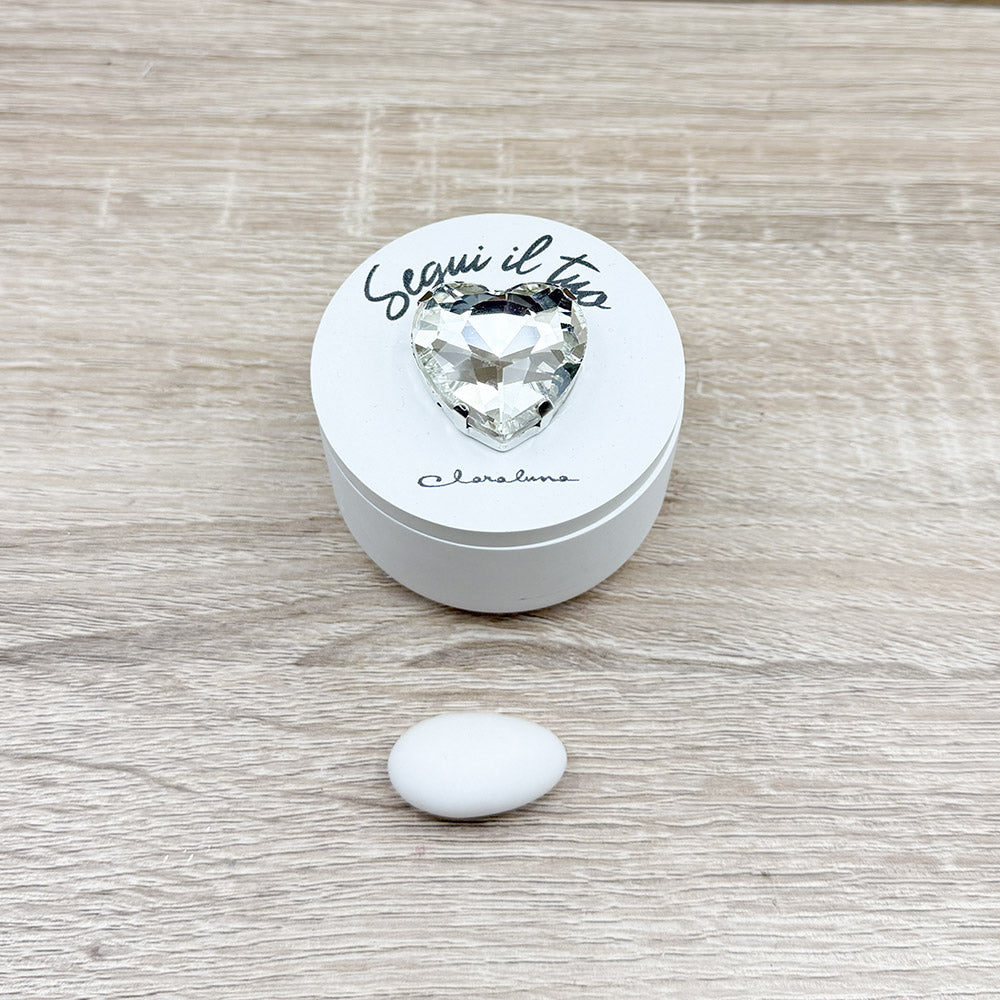 Candela Piccola Bianca Cuore Argento Claraluna