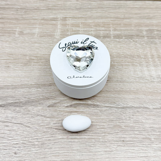 Candela Piccola Bianca Cuore Argento Claraluna