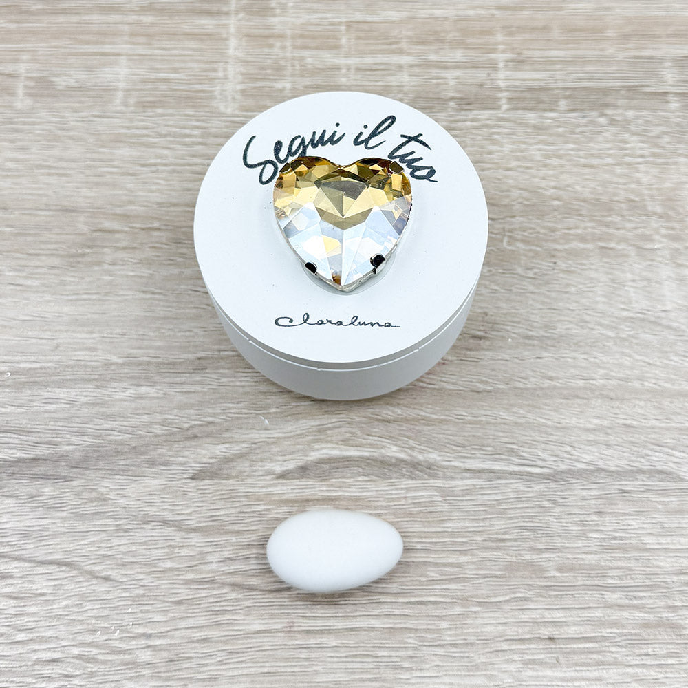 Candela Piccola Bianca Cuore Oro Claraluna