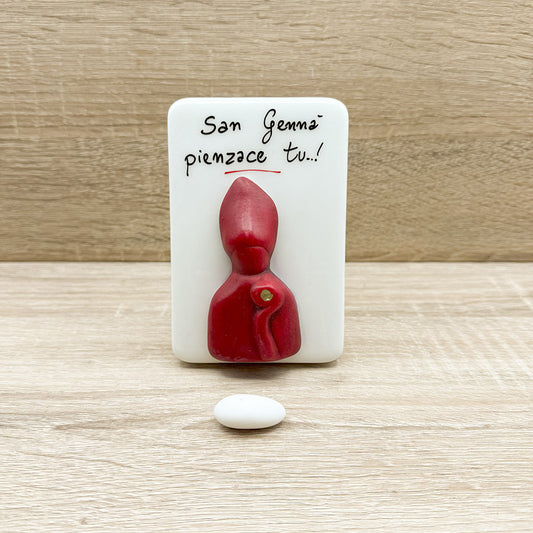 Quadretto Santo Protettore San Gennaro Rosso Bella Napoli