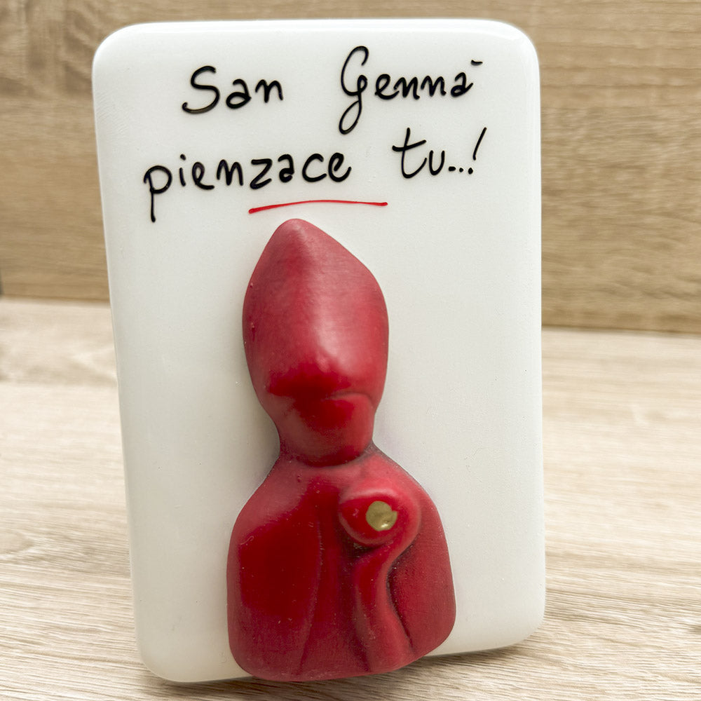 Quadretto Santo Protettore San Gennaro Rosso Bella Napoli