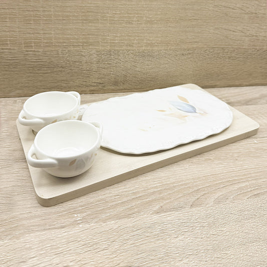 Set 2 Ciotole con Vassoio Fiori Mandorle by Paben