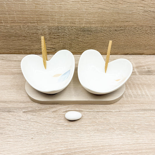 Set 2 Ciotole Cuore con Vassoio Fiori Mandorle by Paben