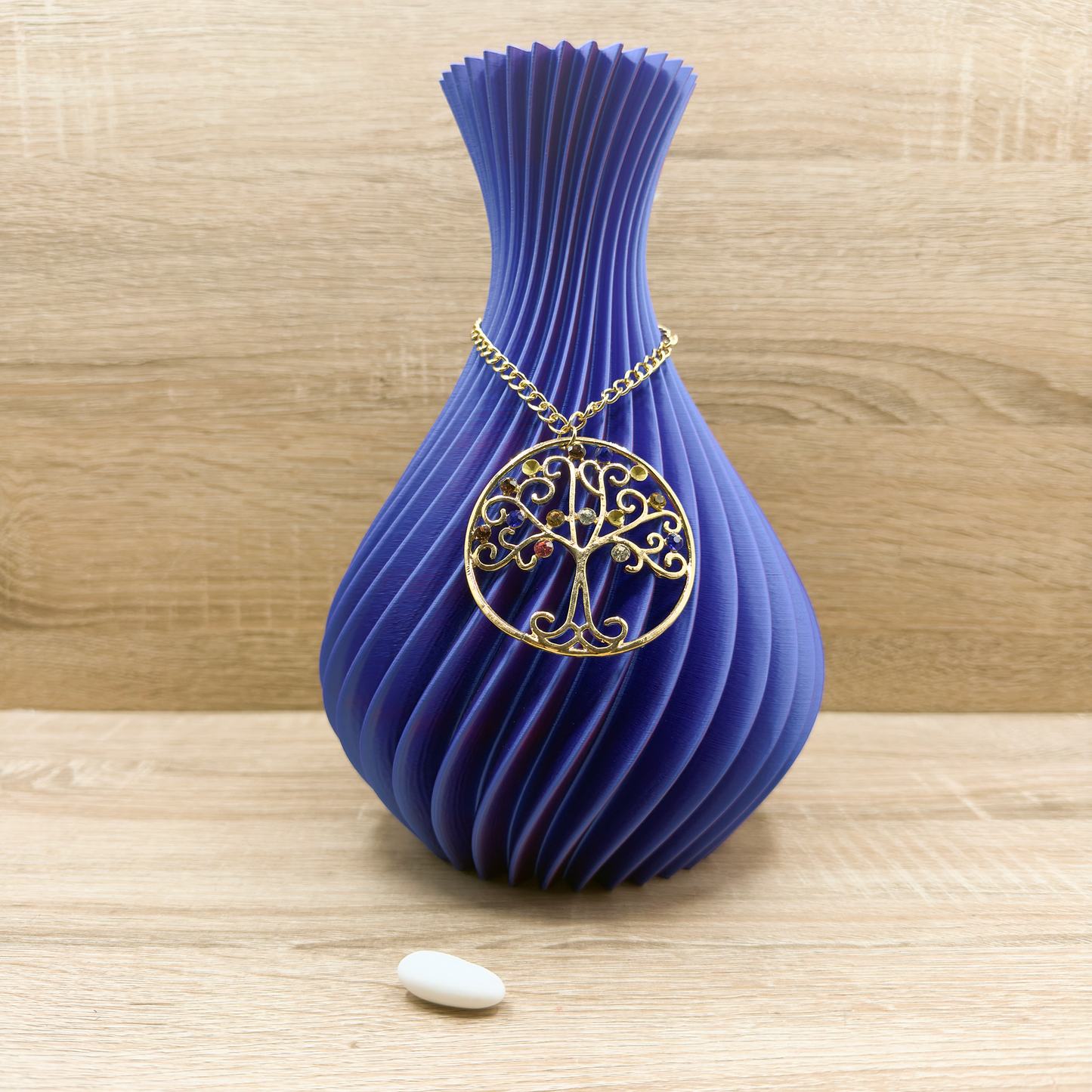 Vaso In Polimero Blu Con Effetto Plissettato Madrhelen