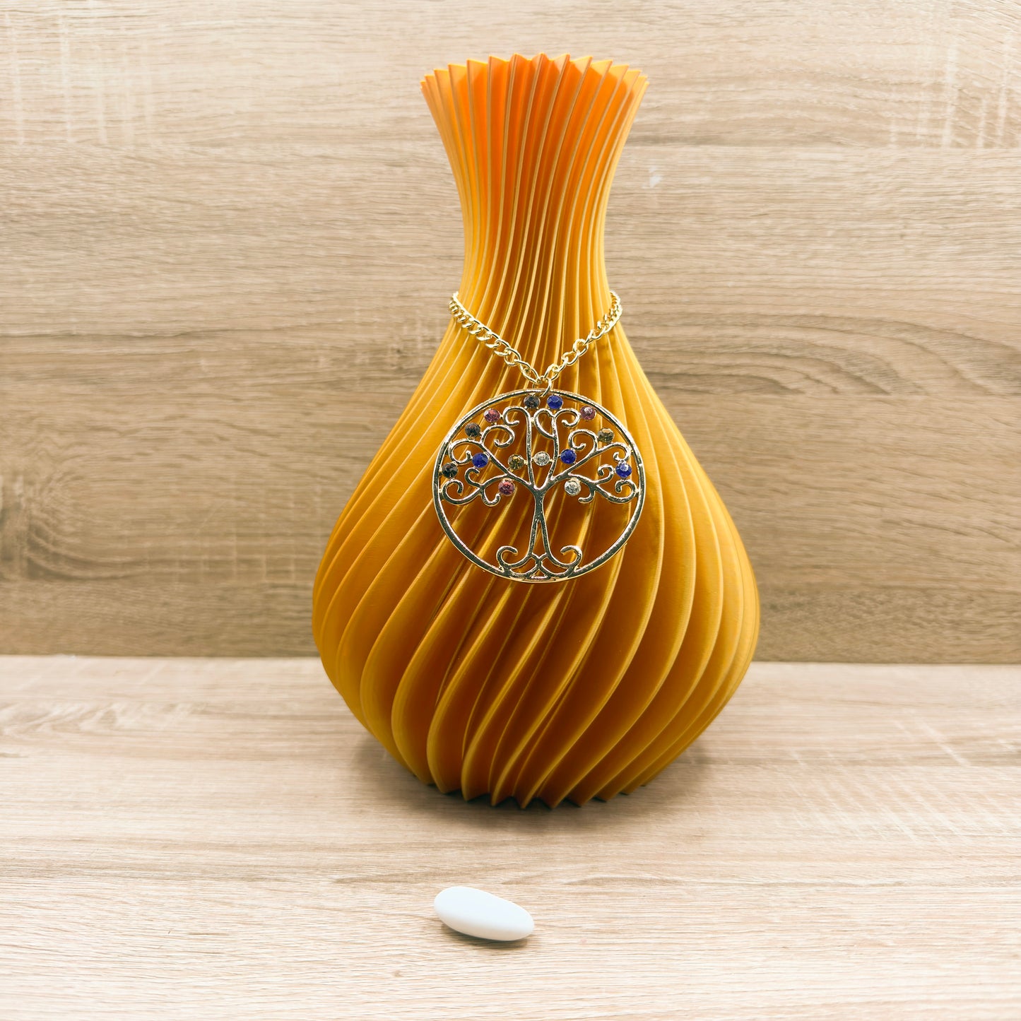 Vaso In Polimero Arancione Con Effetto Plissettato Madrhelen