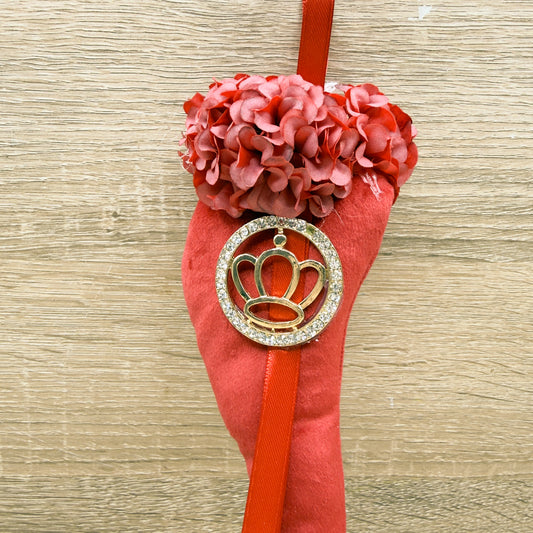 Corno Velluto Rosso Con Corona Linea Fortuna Orchidea Bomboniere