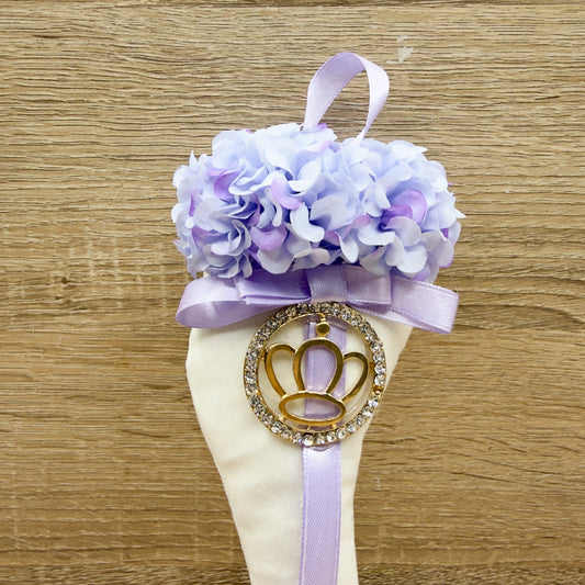 Corno Velluto Bianco Con Corona Linea Fortuna Orchidea Bomboniere