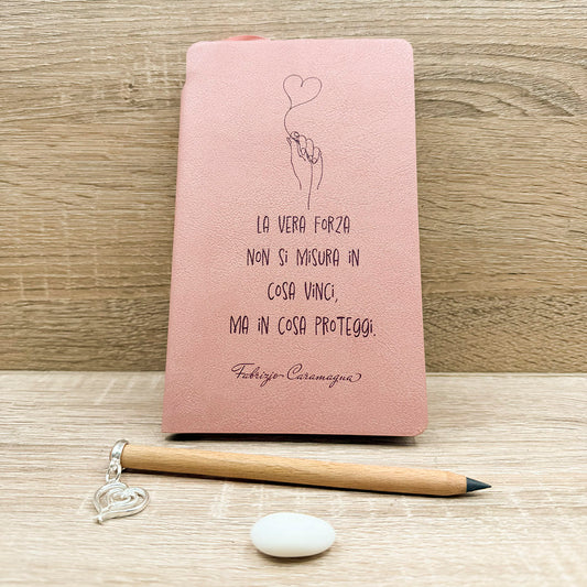 Blocco Note Rosa e Matita con Ciondolo Cuore Tabor