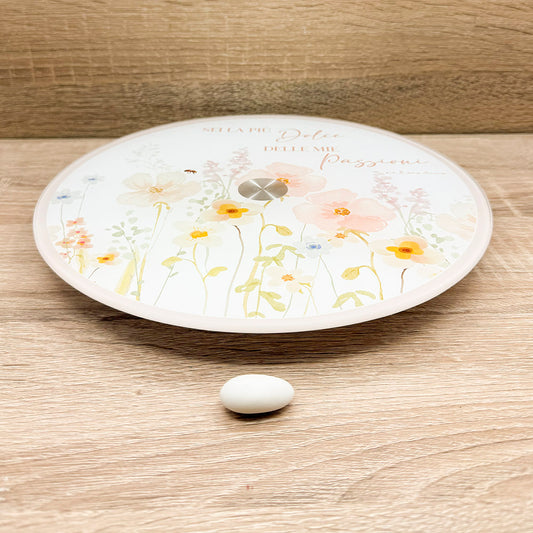 Vassoio Girevole Decoro Floreale Rosa Claraluna