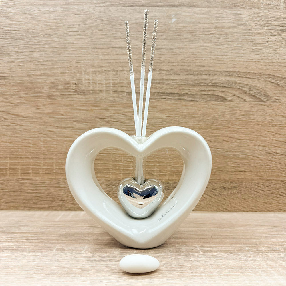 Profumatore Doppio Cuore Argento Claraluna