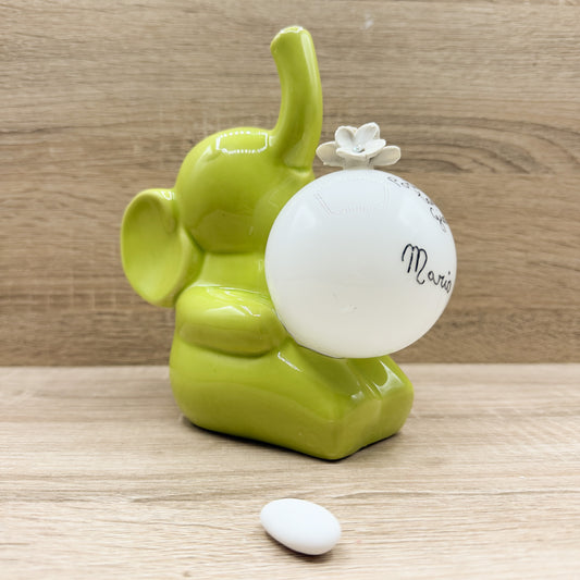 Lampada Elefante Verde Con Frase Orchidea Bomboniere