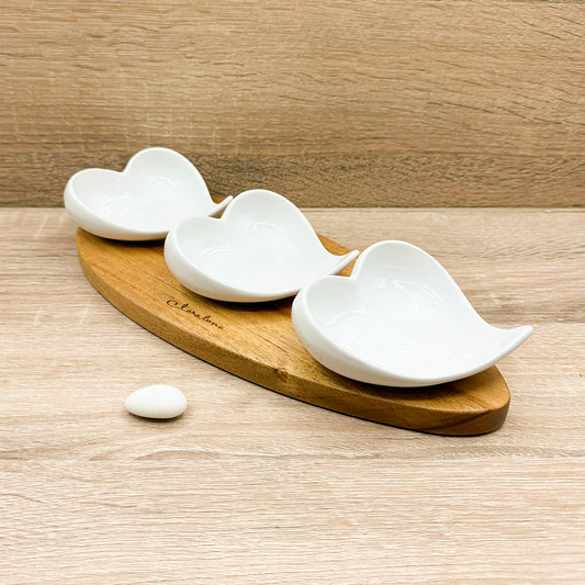 Vassoio Acacia con Tre Ciotole Claraluna