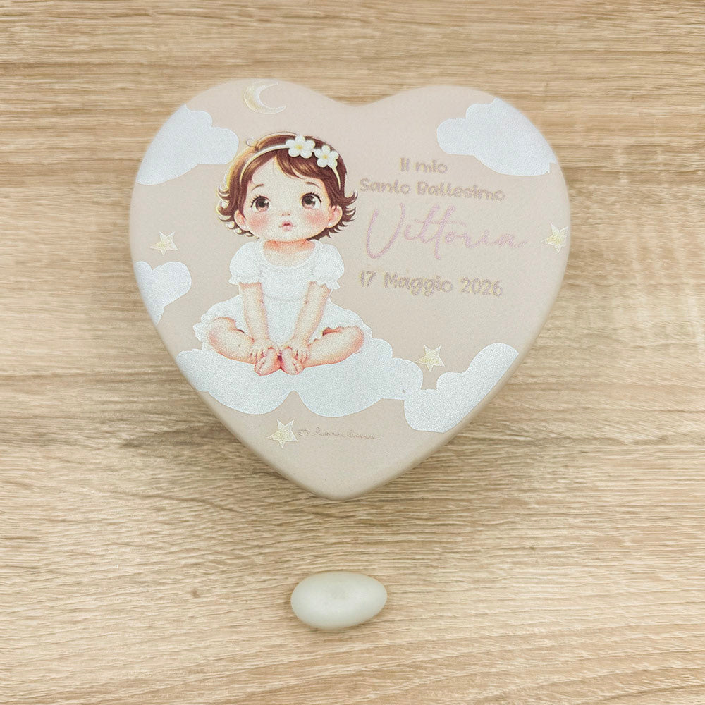 Candela Cuore Battesimo Bimba Claraluna