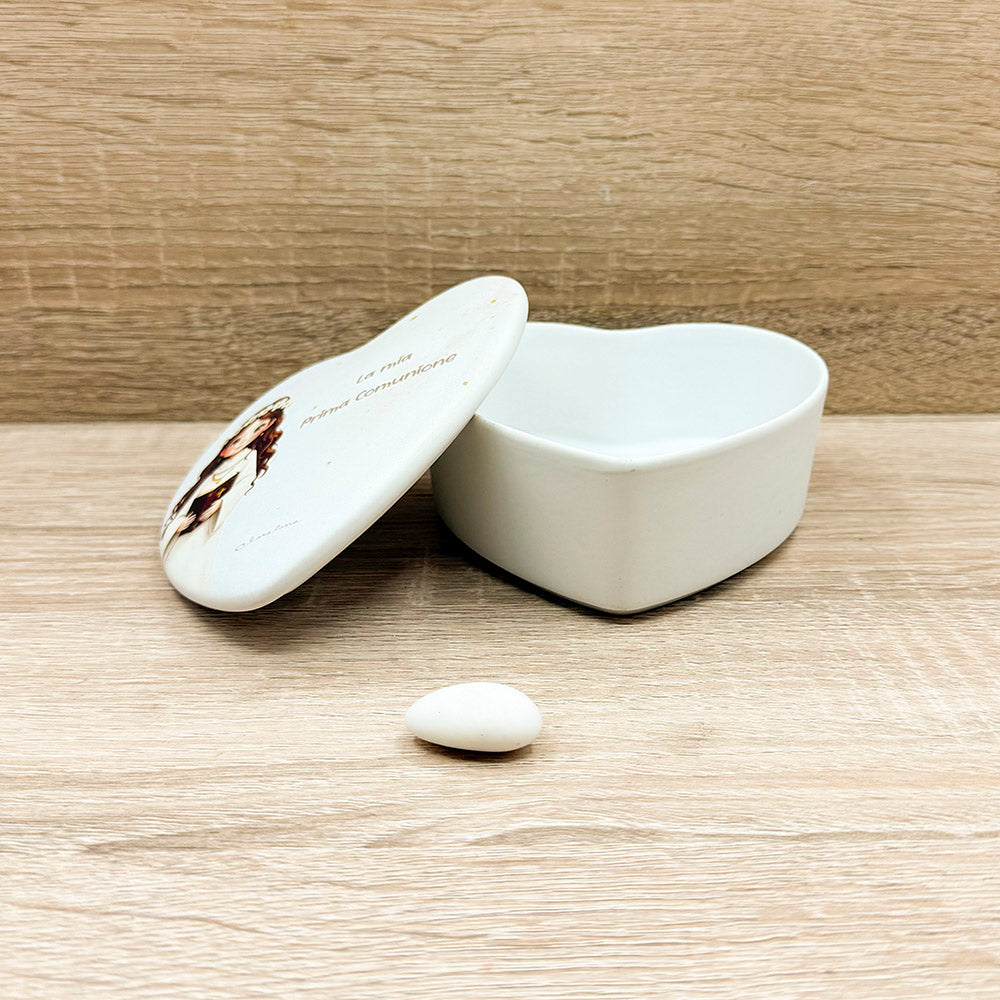 Scatola Cuore Con Candela Comunione Bimba Claraluna