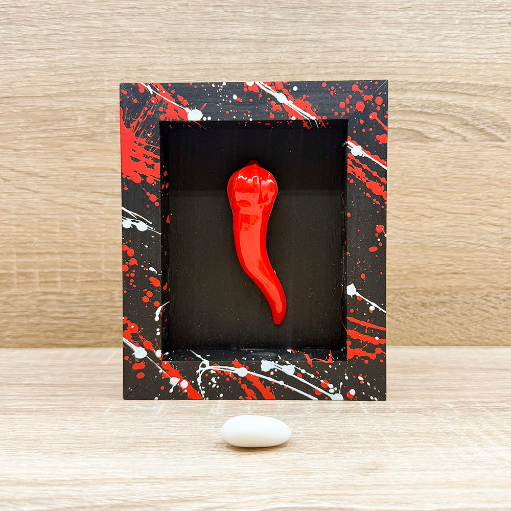 Quadretto Nero Con Corno Rosso Bella Napoli