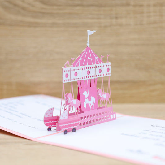 Partecipazione 3D Battesimo Rosa