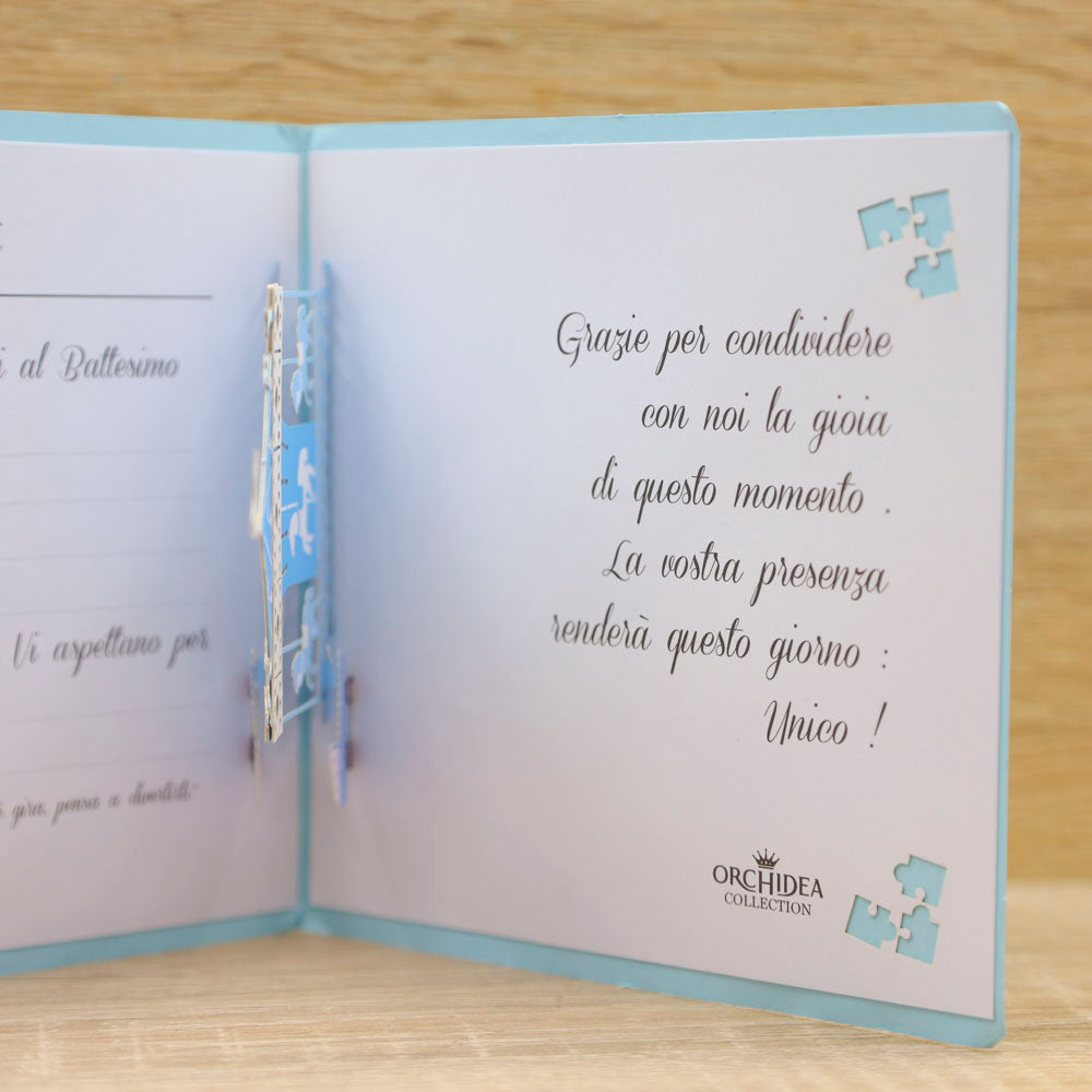 Partecipazione 3D Battesimo Azzurra