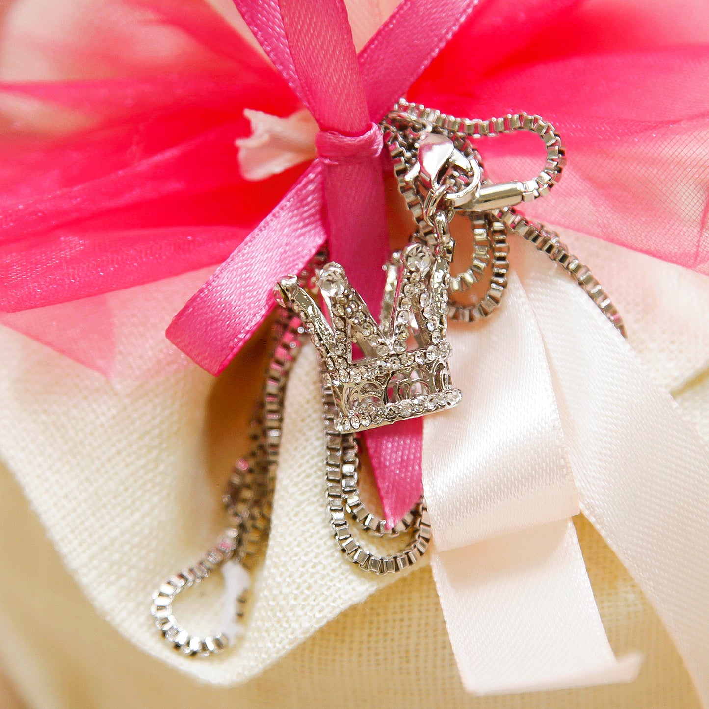 Sacchetto con Collana Corona Regina Argento