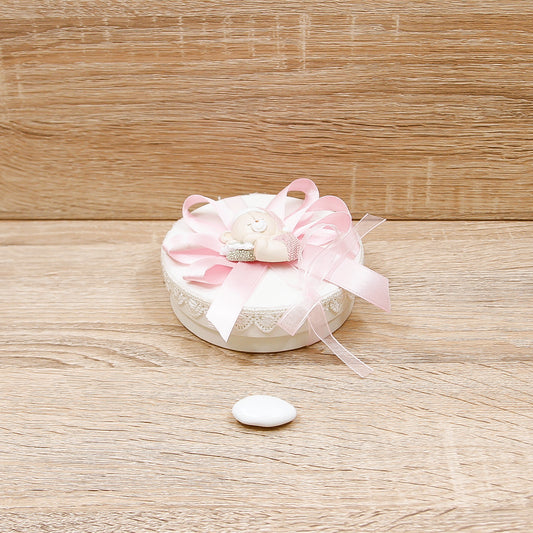 Portaconfetti Tondo con Orsetto Rosa
