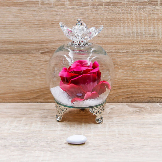 Campana Cristalli con Rosa Fucsia e Corona Oro Via Margutta