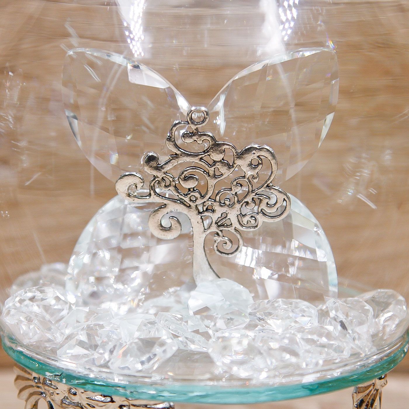 Campana Led Cristalli con Albero della Vita e Corona Argento Via Margutta