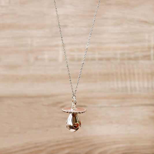 Collana Nascita Chiama Angeli Ciuccio Oro Rosa "Love" Argentoé