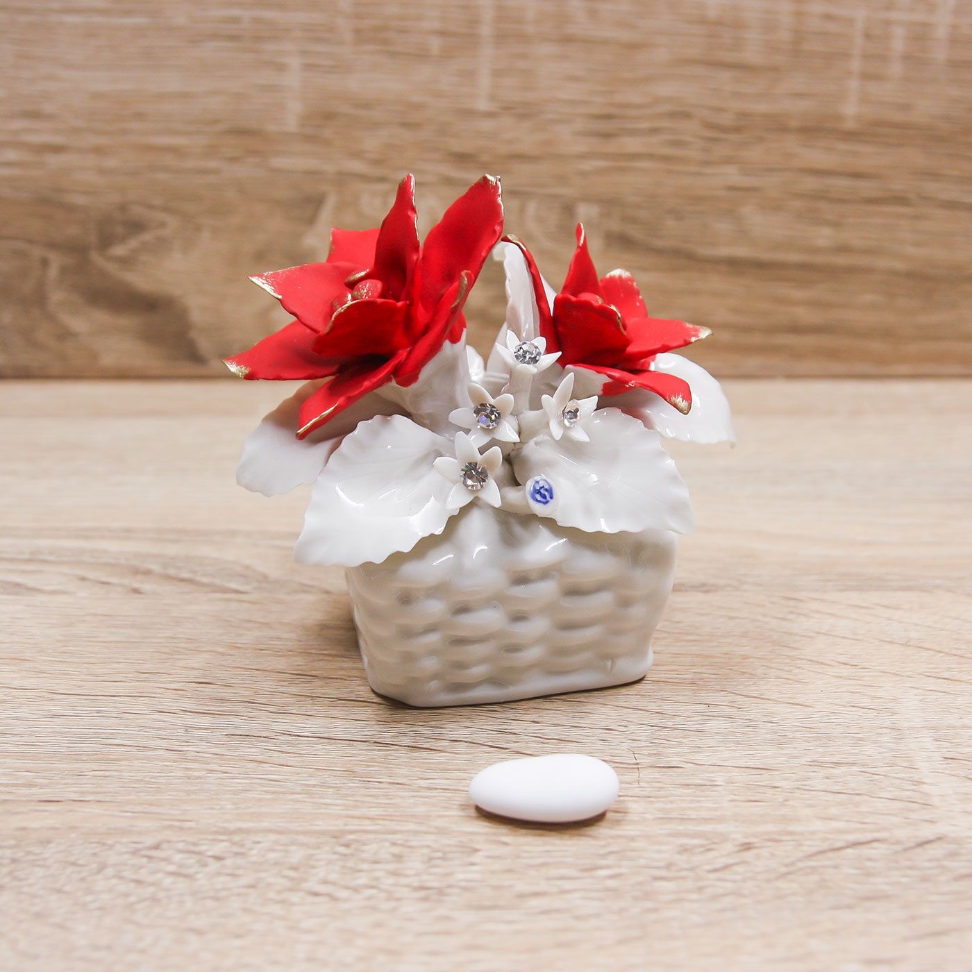 Profumatore Medio con Stelle di Natale Porcellana di Capodimonte Lucida