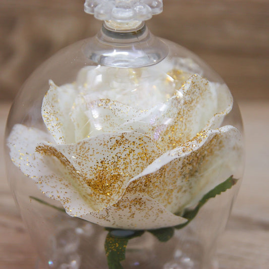 Campana Grande con Rosa Bianca e Glitter Oro Via Margutta