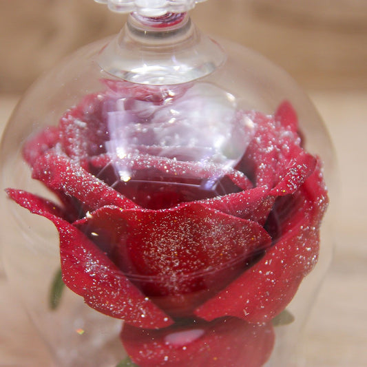 Campana con Rosa Rossa e Glitter Oro Via Margutta