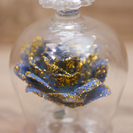 Campana con Rosa Blu e Glitter Oro Via Margutta