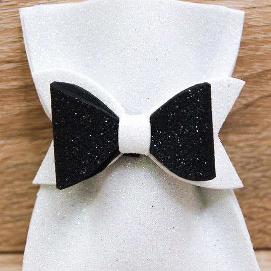 Sacchetto Glitter Bianco con Fiocco