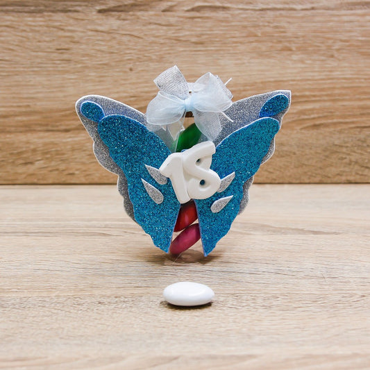 Portaconfetti 18 Anni Glitter Celeste