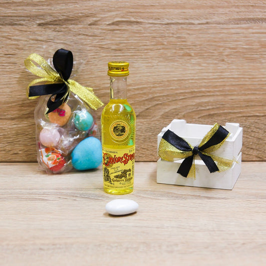 Cassetta Legno con Bottiglia Mignon Liquore Strega