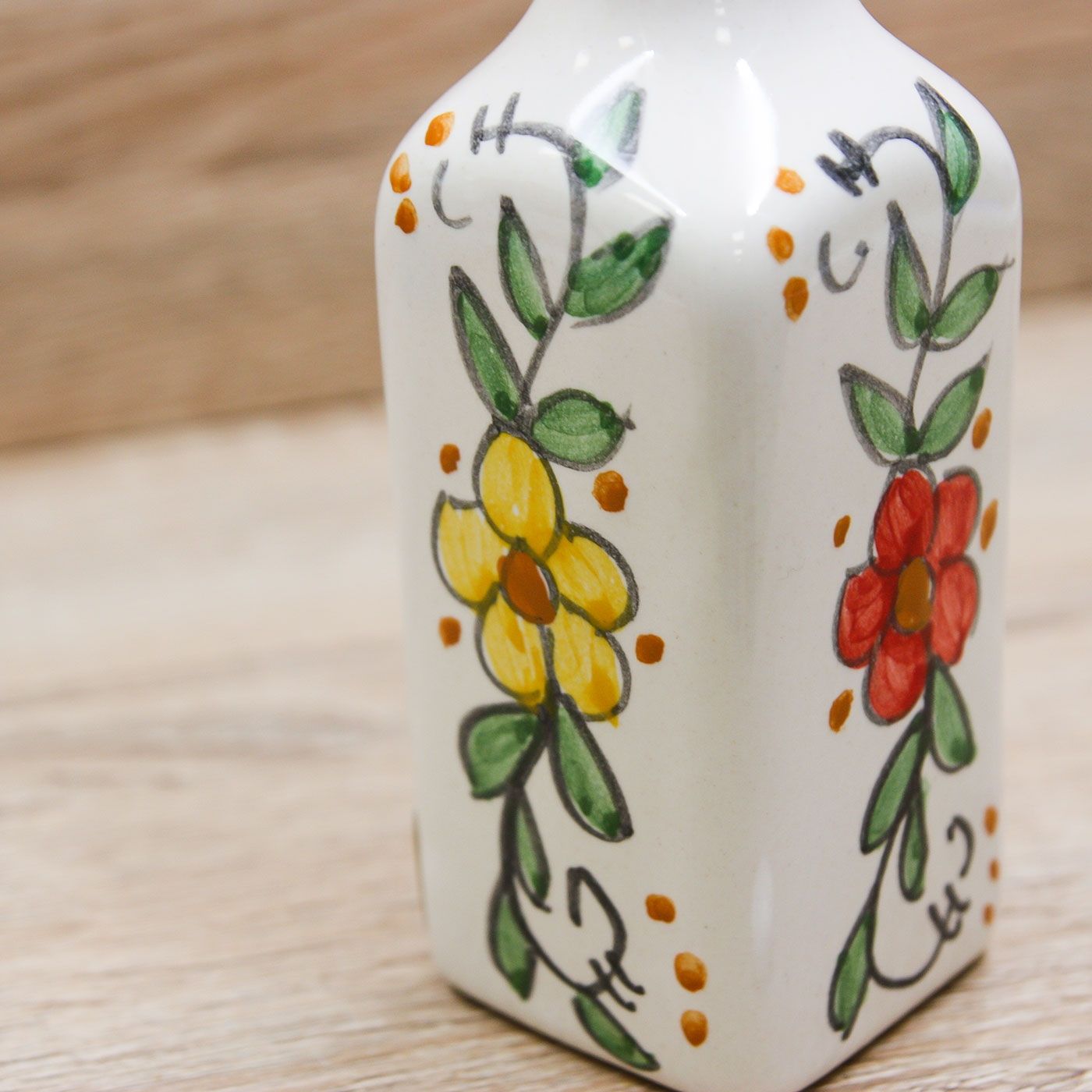 Bottiglia Liquore Fiori Giallo e Rosso Stile Vietrese Il Borgo di Vietri