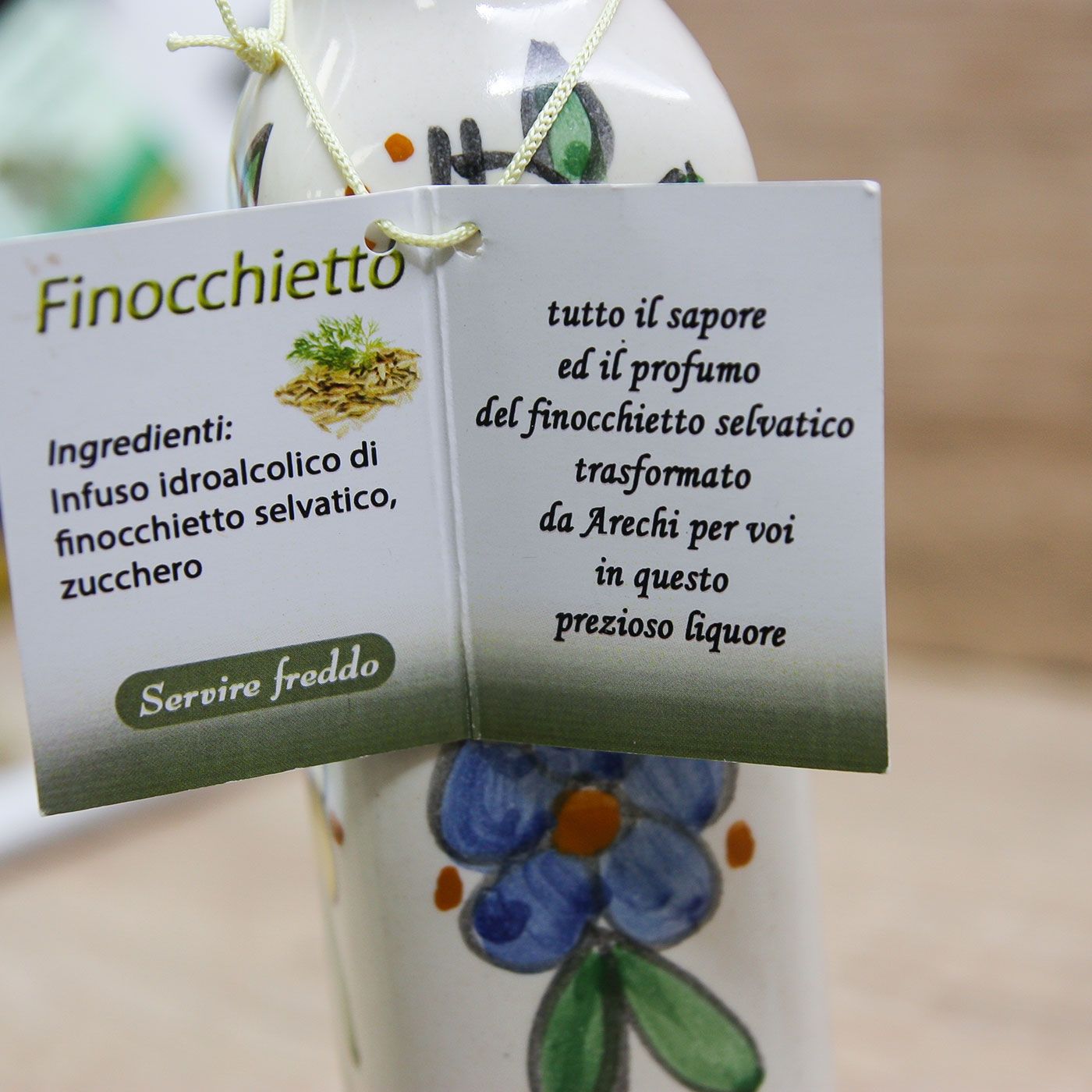 Bottiglia Liquore Fiori Giallo e Blu Stile Vietrese Il Borgo di Vietri