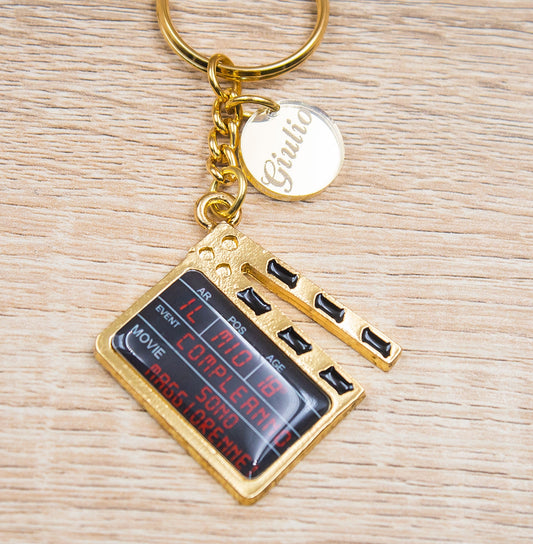 Portachiavi Ciak Cinema Oro 24Kt Personalizzato