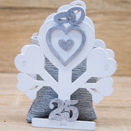 Portaconfetti Albero della Vita  con Sacchetto Nozze Argento